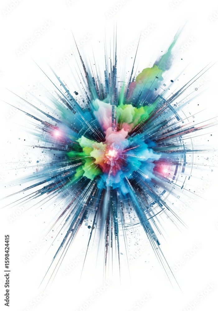 Poster colorful explosion abstract art - this showcases an explosion of vibrant colors with a dynamic compo