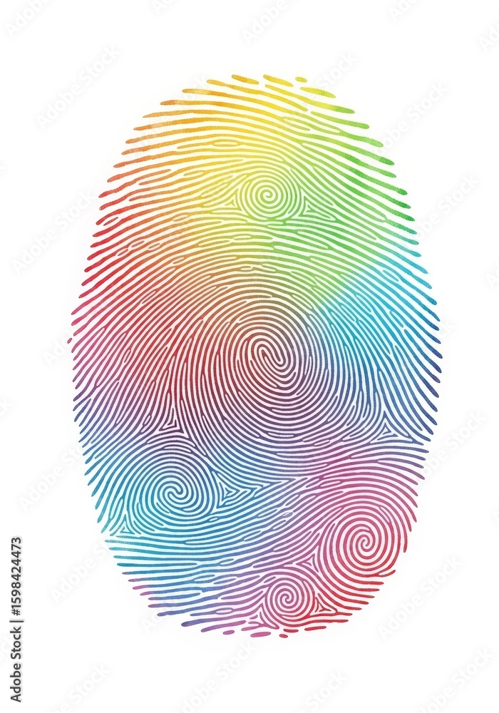 Poster colorful fingerprint design with vibrant swirl patterns - a captivating fingerprint design showcasin
