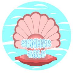 Sea shell1  Seashell on the background of the sea with the inscription summer sale