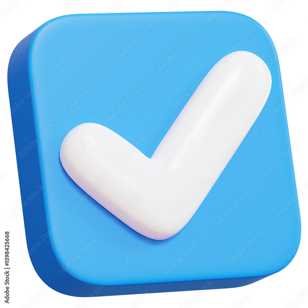 Poster 3d rendering of verification or checkmark icon