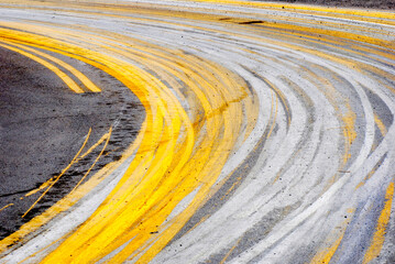 Curve in Road Practice Paint Lines for a City or County Road Crew