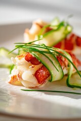Coastal gourmet cuisine - lobster tail is displayed on a surphace