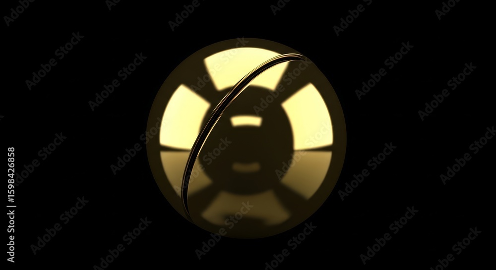 Poster elegant golden sphere on black background - a stunning golden sphere with intricate patterns set aga