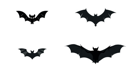 Four bats silhouettes flying halloween bat vector illustration creepy night animal black bat silhouette
