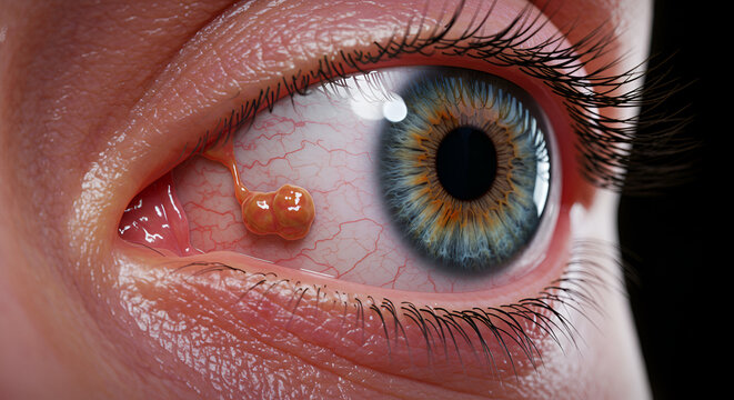 Pus accumulation in infected lacrimal duct