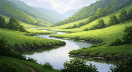 mountain landscape with lake