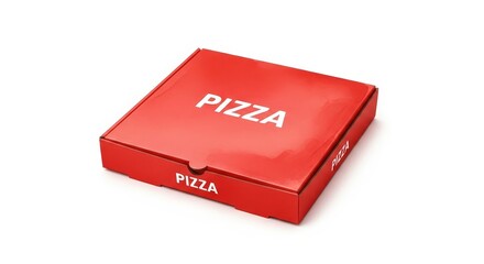 Red Pizza Box Packaging Mockup for Branding Design - This mockup features a vibrant red pizza box, ideal for pizza branding, showcasing simplicity, elegance, promotional potential, and food delivery