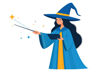 halloween witch with magic wand