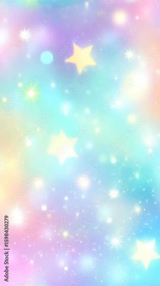 Poster abstract pastel gradient background loop with sparkling glitter and shimmering stars. dreamy fantasy
