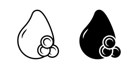 Blood icon set. Simple illustration of a red blood drop icon with cells. Illustration can be used for medical or scientific use.