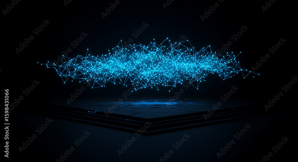 Poster digital cloud of information: a captivating digital representation of a complex network, featuring i