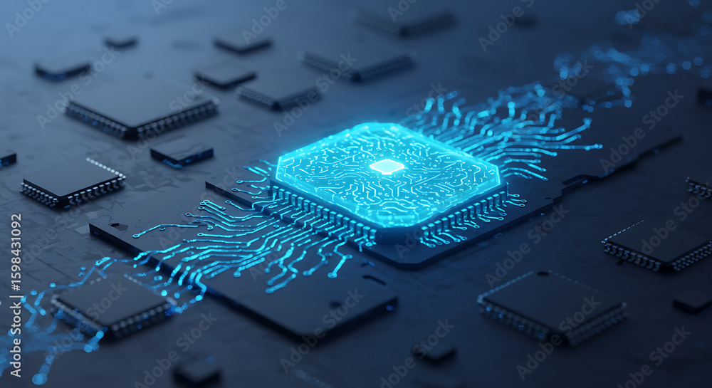 Aufkleber cyber core brilliance: dive into the heart of technology with a captivating view of a shining proces