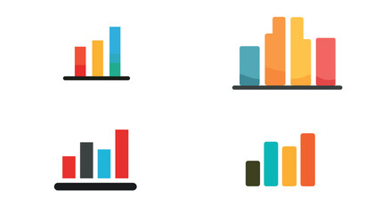 Colorful bar graphs data visualization business charts financial analysis growth statistics information graphics silhouette