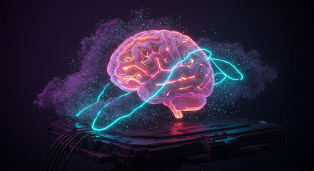 Brain's Power: An electrifying image highlighting the power of the human brain, showcasing advanced technology, scientific innovation, and the brilliance of the mind.