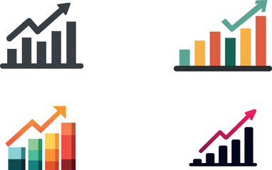 Various charts growth business success financial chart graph diagram market increase progress finance up trend silhouette