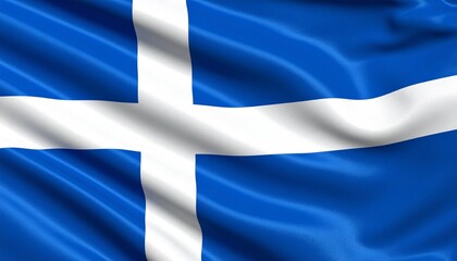 Obraz premium Flag resembling the Scottish Saltire on a blue field, modified with a vertical red ornamental stripe on the hoist side—symbolic blend of tradition and creative reinterpretation