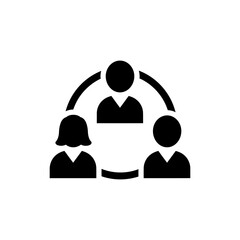 Teamwork Three People Connected Circle Black Filled Icon