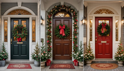 Christmas door decorations festive holiday wreaths garland trees front porch home decor ideas inspiration