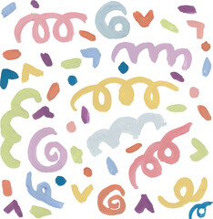 Playful Confetti and Swirls in Pastel Colors