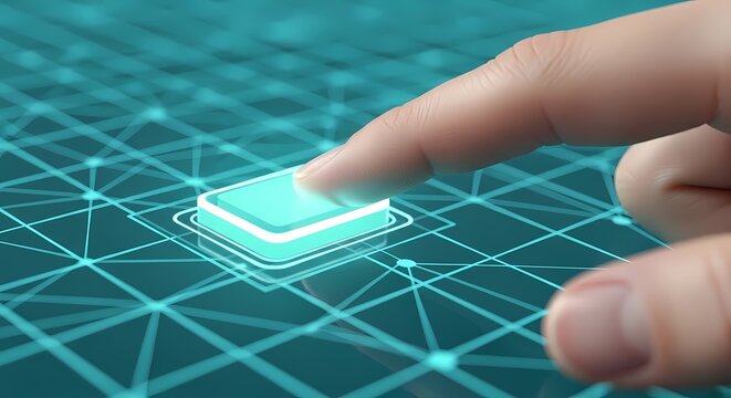 Finger Pressing Button Digital Technology Concept