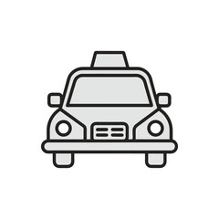 Simple grey taxi car icon isolated on white background