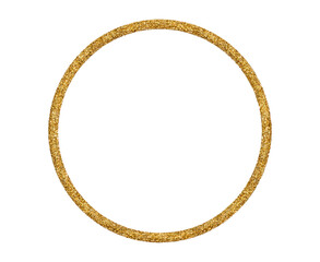 Glittering golden circle on transparent background, PNG