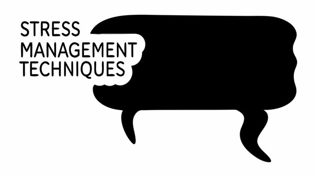Black speech bubble with stress management text art