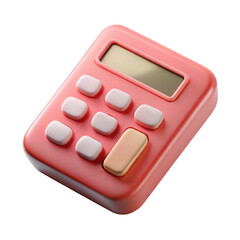 3d pink calculator isolated on transparent background