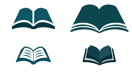Open book reading education knowledge literature study learning library school textbook logo design vector silhouette