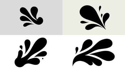 Splash black ink water drop liquid design vector element graphic illustration art abstract shape 100 silhouette