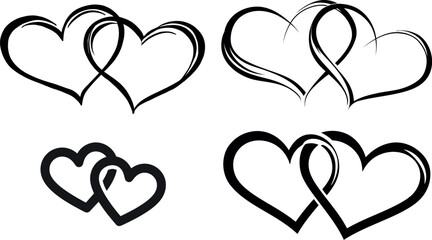 Heart love hearts romance romantic valentine valentines day wedding symbol graphic intertwined hearts silhouette