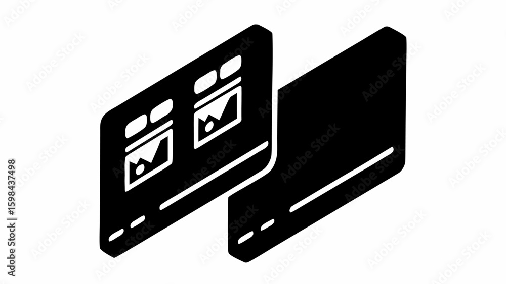 Poster isometric view of two application window interfaces