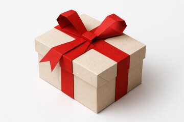 Gift Box with Red Ribbon (Illustration)