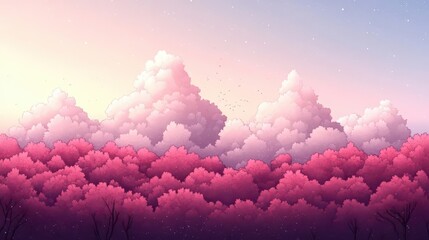Fototapeta premium Pink Forest, Dreamy Cloudscape