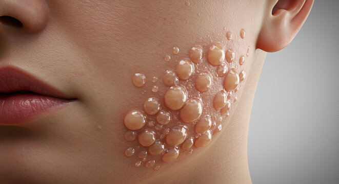 Skin blistering caused by bullous impetigo bacterial infection