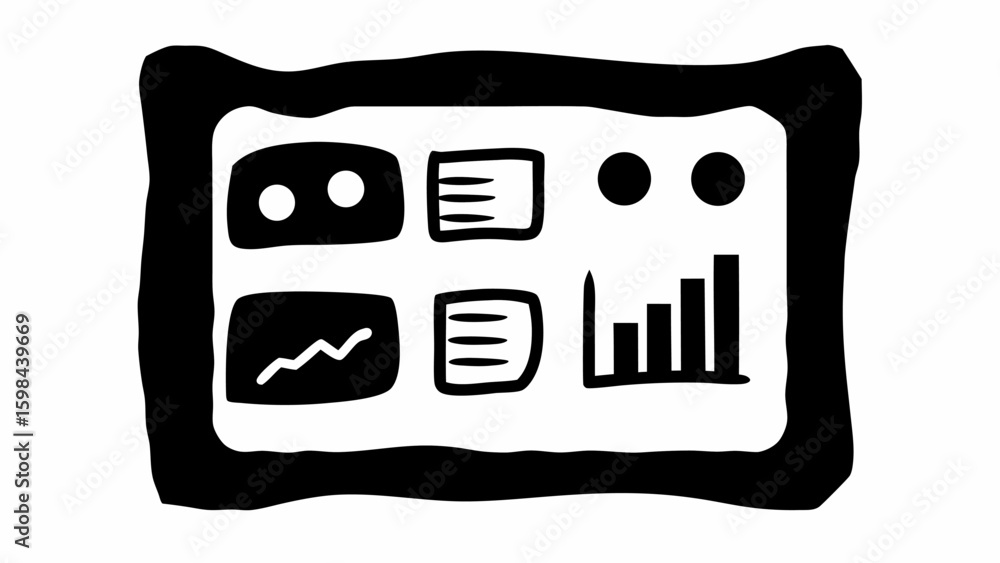 Poster illustration of a dashboard with charts and graphs
