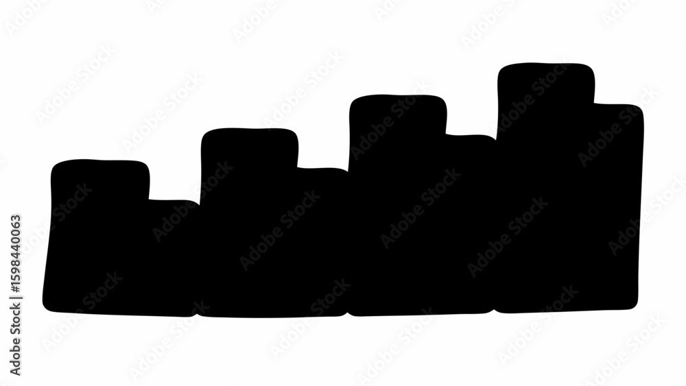 Poster silhouette of uneven blocks in a row formation art