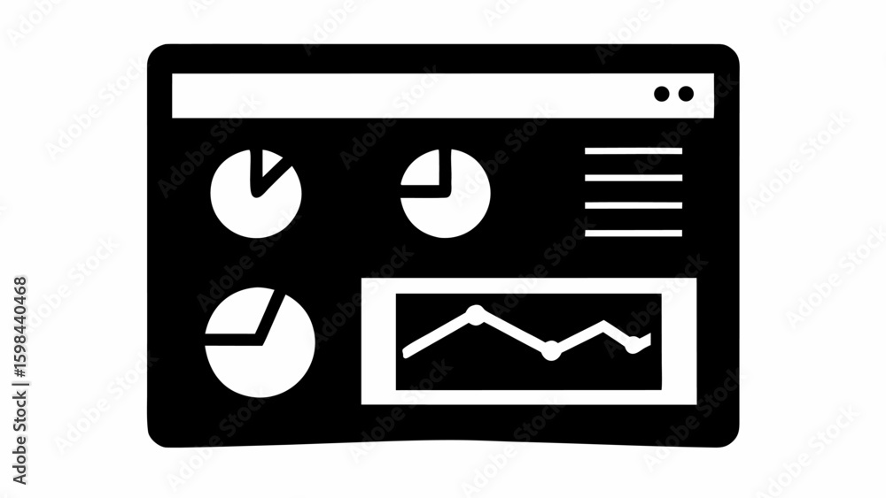 Poster illustration of a dashboard with charts and graphs