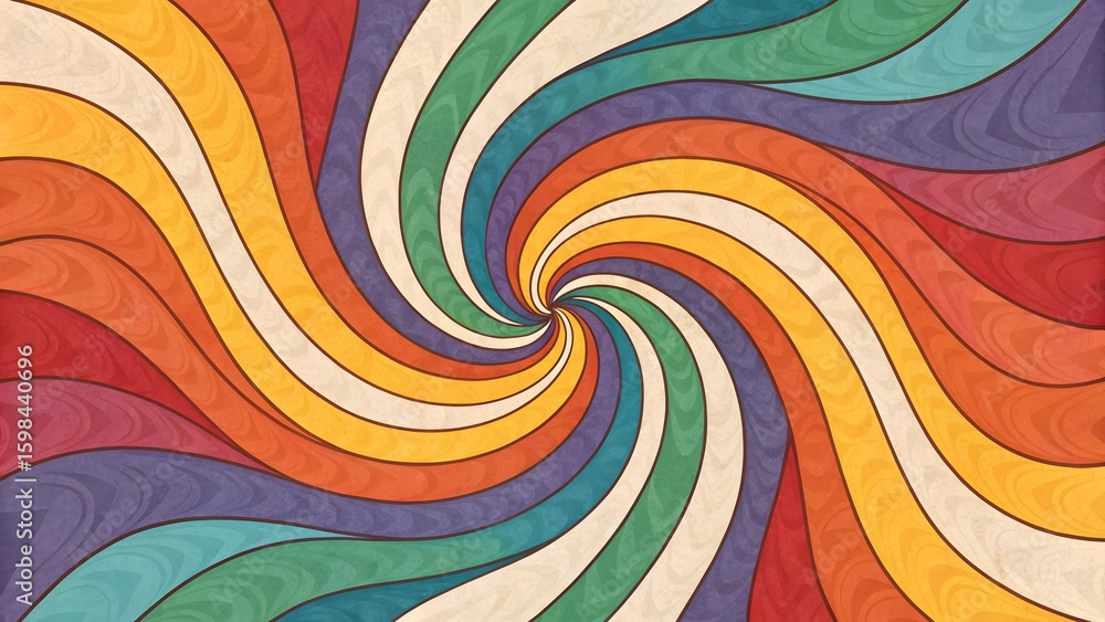 Poster a retro style swirl with multiple colors creating a psychedelic and vintage abstract background effe
