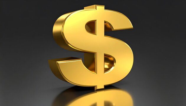 Golden dollar sign on dark background
