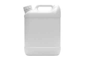 White plastic jerry can or canister for liquids, industrial mockup. Isolated on transparent background, png