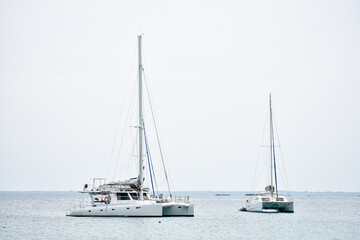 Yachts on the Trincomalee Town Beach, Sri Lanka.