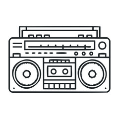 Fototapeta premium Retro boombox cassette player with speakers and radio knobs. Vector illustration