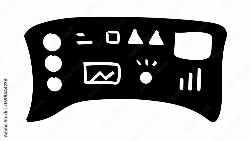 Poster hand drawn dashboard interface with various icons