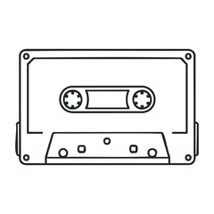 Obraz premium Vintage black and white cassette tape outline. Vector illustration