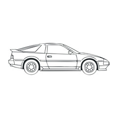 Naklejka premium Black and white outline of classic sport car side view. Vector illustration