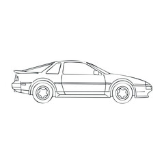 Obraz premium Outline of classic sports coupe car with aerodynamic design and sleek lines. Vector illustration