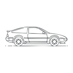Obraz premium Outline of 1980s sports car in profile with clean lines and detailed styling. Vector illustration
