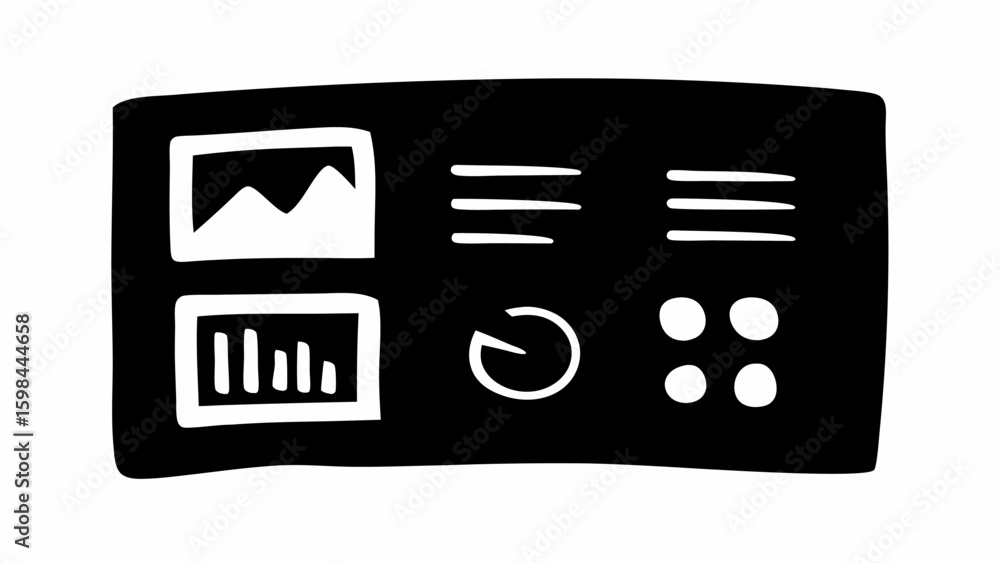 Poster illustration of a dashboard with charts and graphs