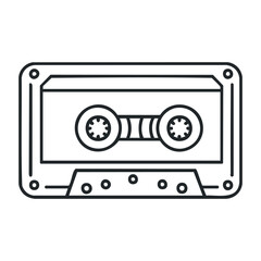 Fototapeta premium Retro black and white outline of a classic cassette tape design. Vector illustration